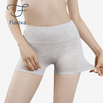 Бикини Flarixa от 95% памук, Безшевни женски защитни шорти с висока талия, Боксерки Под пола, Панталон за контрол на корема, Коригиращото бельо