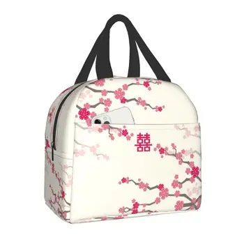 Японската Сакура, Сакура е в разцвет, изолирани чанти за обяд за жени, Разменени термоохладитель, цветя, кутия за Bento, деца, ученици