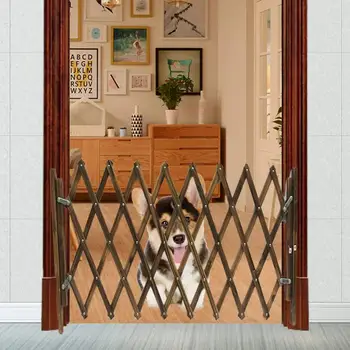 Дървена ограда, дървена безопасна лента за врата за кучета 33-110 см, Разтегателен разделительный бариера за домашни любимци