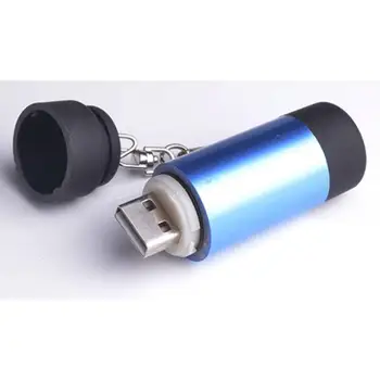 Мини led джобен фенер USB акумулаторна батерия за преносим фенерче ключодържател и Водоустойчив Малък фенер бяла светлина, с батерия