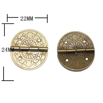 Латунная кръг, кръг с антични печат на династията Мин и Цин, Дървена кутия, на Съединителната детайл луксозни кутии, кръгъл медни контур 22 * 24 мм