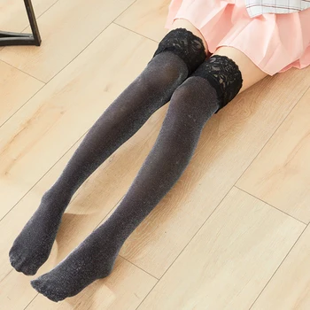 Нови черни вертикални чорапи с дълга тръба, Сексуална лъскави чорапогащи Starlight, ярки гланц чорапи с перламутровым сребрист блясък