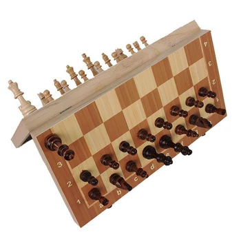 Сгъваема дъска за фигури, Магнитен Дървена Сгъваема Шахматен комплект, Настолна игра, Шахматен комплект, Дървена настолна игра, Шах, ръчно изработени в старинен стил