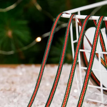 25 ярда / ролка Коледно лента, 5 мм Полиестерна лента-панделки за опаковане на коледни подаръци, Коледна елха украса, сватбена парти, направи си сам, плавателни съдове