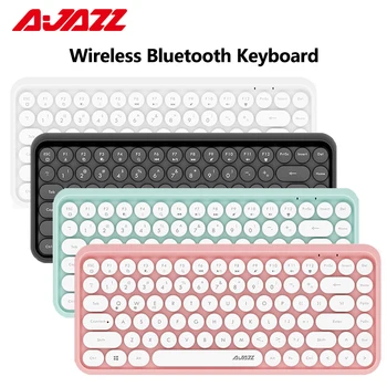 Ajazz 308I Безжична Bluetooth Клавиатура 84 Клавиша, Преносима Клавиатура за няколко устройства, Ретро пишещи машини, Кръгли Капачки за бутони за IOS и Android Win