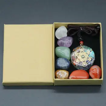 Натурален Crystal Комплект За Чакрите Аметист Камък Лечебните Подаръци 7 Колекция от камъни, Определени За Йога Колие Духовен Рейки Чакра Медита D5B4