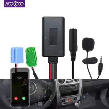 Bluetooth 5.0 комплект за Кола Микрофон Високоговорител 8 6 Пинов мини ISO Щекер Кабел адаптер за Renault Updatelist Радио Стерео аудио AUX in