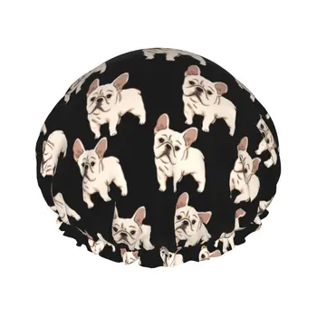 Водоустойчив шапка за душ French Bulldog с еластична подолом, Обръщане на дизайн за душ, шапка за сън, за всяка дължина на косата