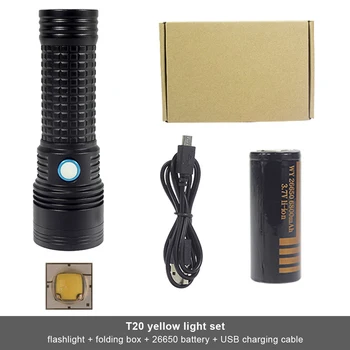 Фенерче за запис на видео, Мултифункционална лампа, Аварийно USB-акумулаторна дальнобойный прожектор, Ловен T6 Жълта Светлина