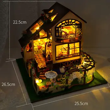 Комплекти миниатюрни куклени къщи, мини-модел на дома на ръчна работа с възрастни, деца и приятели