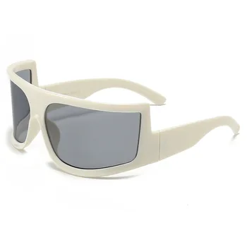 Реколта спортни слънчеви очила голям размер Y2K, женски За мъже, луксозни Маркови дизайнерски слънчеви очила в стил пънк, трендови очила