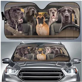 SWEEZEE Любители на домашни животни Немски Дог Семейство Кучета Зад волана на сенника на Предното стъкло на превозното средство Козирка, Gatefold Акордеон за Предните Стъкла на Автомобили (
