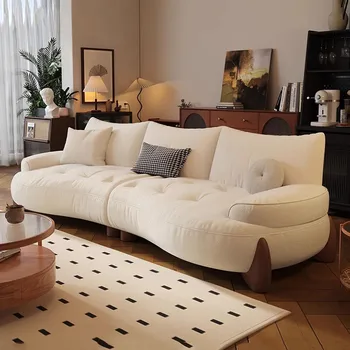 Модерен, Заоблен диван за хол, фотьойл-легло за почивка, Модулен диван-легло Cloud Nordic, Луксозно обзавеждане за салони Nordic