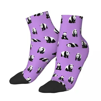 Панди в лилави чорапи до глезена на крака, мъжки и женски есенни чорапи от полиестер