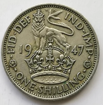 Лъв Стои Версия на Британския 1 Шилинг Крал Джордж Vi 23,5 мм Чуждестранна монета Година на Монетата Небрежно Оригинал