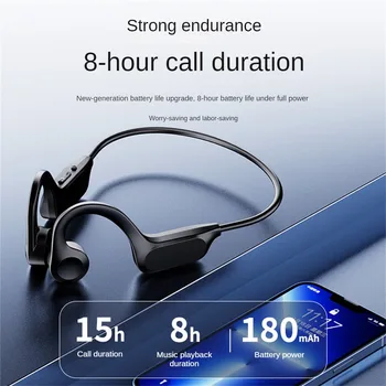 Слушалки с костна проводимост, безжични слушалки Bluetooth 5.3, Водоустойчива спортна слушалки с микрофон за тренировки, бягане, шофиране