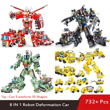 8 В 1, градивните елементи на робот, Деформация, Строителните блокове на Автомобила, Трансформация, Rotots, Тухли, за превозни средства, Играчки за Рожден Ден, подаръци за деца