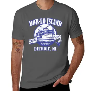 Остров Бобло, Детройт, Мичиган (ретро изтъркан вид), тениска, забавна тениска, тениска оверсайз, мъжки ризи с графичен дизайн