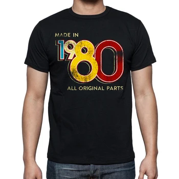 Мъжки t-shirt Made In 1980 43th Birthday 43 Years Old School Retro 1980, Годишнина памучни блузи, тениски с къс ръкав, Уникални тениски