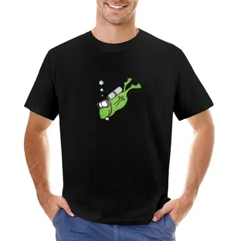Тениска с една жаба за гмуркане, черна тениска, мъжки дрехи, реколта дрехи, тениски за мъже
