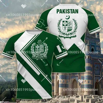 Лятна Нова мъжка тениска с пакистанским Флага 2023, Ежедневна мода градинска тениска Оверсайз с кръгло деколте, Мъжки и Женски Топ