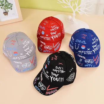 Бейзболна шапка за момичета и момчета на 4-6 години, детска шапка, фирмен дизайн, хип-хоп слънчеви шапки с надпис, Всекидневни, детски Регулируеми шапки възстановяване на предишното положение