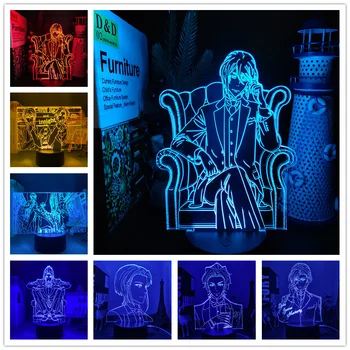 Патриот Мориарти Уилям Джеймс 3D Лампа Аниме Led нощна светлина За Декор Спални лека нощ Манга Подарък което променя Цвета си Lamparas