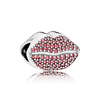Автентичен топка от сребро 925 Проба Целувка Повече на чар, подходящ за жените на Pandora, гривна, подарък, бижута със собствените си ръце