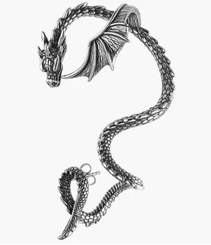 Обеци-дракони от неръждаема стомана Реколта пънк-готически обеци-дракони с обвивка от титанов стомана