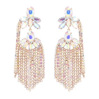 JURAN 2023 Модерен дизайн, Дамски Модни обеци с пискюли от кристал, Висококачествен блестящ кристал, Луксозни декорации за сватбени партита, подарък
