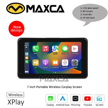 MAXCA XPlay 7-инчов преносим Безжичен Android Auto Apple Carplay Екран USB-огледално мултимедиен монитор