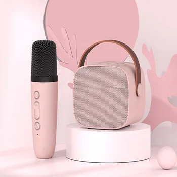 2022 Нов Мини Безжичен микрофон Bluetooth Малък говорител е Открит Преносим Караоке микрофон Аудио Универсален Микрофон субуфер