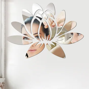Модел lotus самоклеящийся 3D стерео акрилни огледален стенен 35x25 см/13,77x9,84 инча фонова стенни декоративна живопис