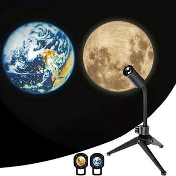 Звезден Проектор Луната на Земята Проектор, Лампа, Въртяща Скоба на 360 ° USB Акумулаторна батерия led нощна светлина Проекционная лампа на Планетата