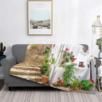 Одеяло със селското пасторальным природа, коралов руно, плюш, Испания, Древната улица, меки завивки за спалня на открито, одеало