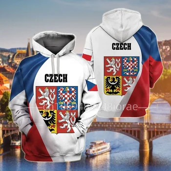 2203 Чешки Флаг 3D Hoody Мъжки Дамски Ежедневни Свитшоты с Емблемата на Чешката Република Hoody с цип Ветеранская Hoody