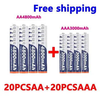 AAA + AA алкални акумулаторни батерии AA 1.2 4800 mah-1,2 В AAA 3000 mah, фенерче, играчка часовници, MP3 плейър, безплатна доставка