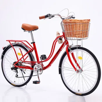 24-инчов велосипед с регулируема скорост на въртене, предни зъбчета от високо стомана и задната скоба, Ретро За пътувания и за работа на открито, подходящ за възрастни