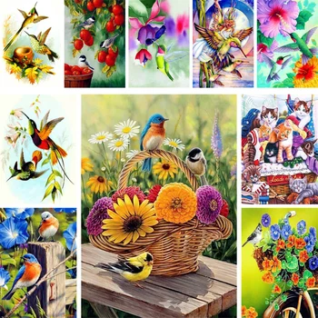 Домашни Птици За Оцветяване По Номера Опаковка За Рисуване Маслени Бои 50*70 Дъски На Номерата На Стенописи За Деца На Едро Ръчна Изработка