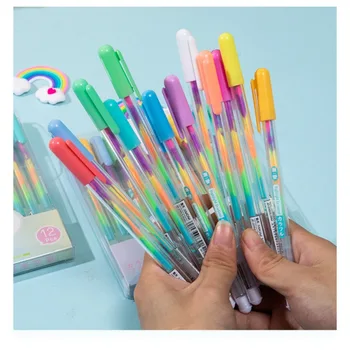 Набор от гелевых дръжки наклон цвят 6 бр., тънки Преливащи Градиентные химикалки за подчертаване на маркерах, Цветни моливи за рисуване