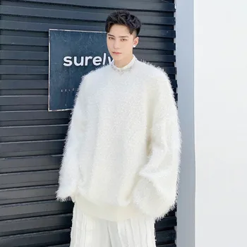 SYUHGFA Есенно-Зимния Пуловер Trend Мъжки Ежедневни Сгъсти Пуловер с висока воротом 2023, Нови Корейски Модерни Мъжки Блузи с Дълъг ръкав