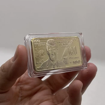 Amecia Доналд Тръмп Позлатени блок Президентът на САЩ е 100 Долара кюлчета Злато Оригиналната валута Сувенир Подарък