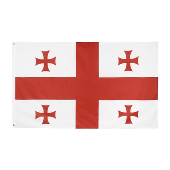 Флаг на Грузия, 90x150 см, Полиэстеровый национален банер с ГЕО GE, отпечатан от двете страни, за декор
