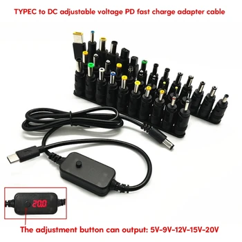 USB UsbC Type-C датчик 5V в 5V9V12V15V20V в DC5,5x2,1mm 3,5x1,35 мм, 4,0x1,7 мм за динамиката на WiFiRouter