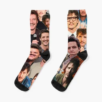 Чорапи за фотоколлажей Pedro Pascal, забавни мъжки чорапи, мъжки футболни чорапи