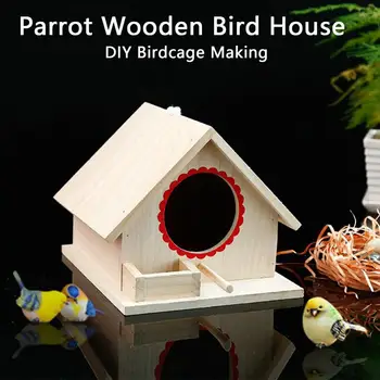 Открит Градински Птичи Къща с Талрепом Изискан Замък, Без Чеп Лесна Инсталация Творчески Дървен Окачен Къщичка