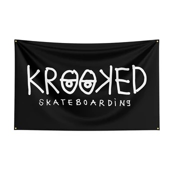 90x150 см, Флаг Krookeds, банер за скейтбордов от полиестер с принтом за декор 1