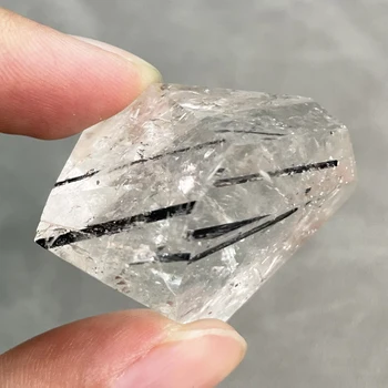 32 г от Естествен камък, Черен кварц, Рутилированный Crystal Свободна форма на Дъгата камък, украса, Грубо полиране, Изцеление Y523