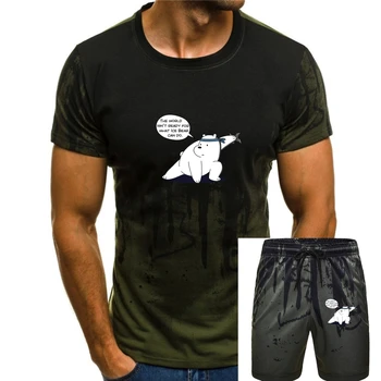 Мъжка тениска с принтом, памучни тениски с кръгло деколте, Женска тениска Ice Bear - The world нали с къс ръкав