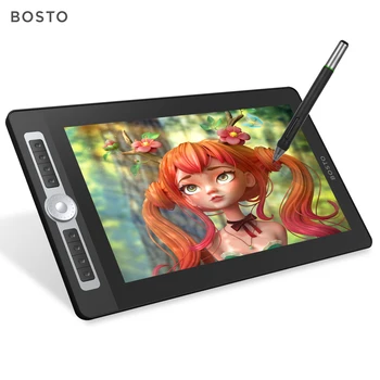 BOSTO 16HD Pro 15,6-инчов H-IPS LCD графичен таблет за рисуване с дисплей 8192 Ниво на налягане Дигитален бележник за рисуване